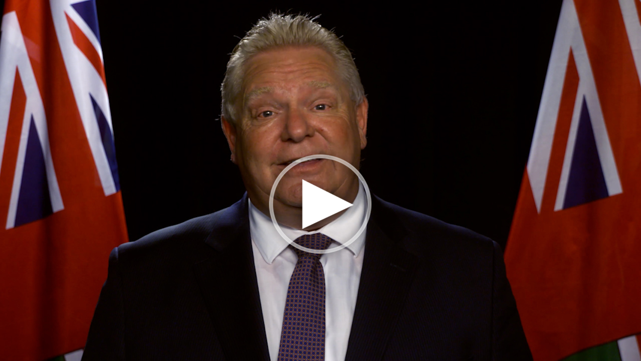Image of Premier Doug Ford, linking to YouTube video