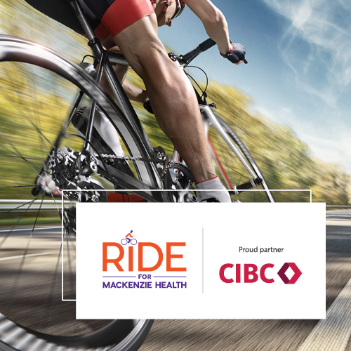Ride logo with closeup of the back of a bike and rider moving fast on the road