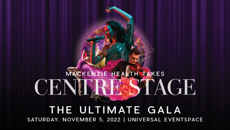 Stage curtains with mix of entertainment images in the centre, logo and event date; November 5 2022.