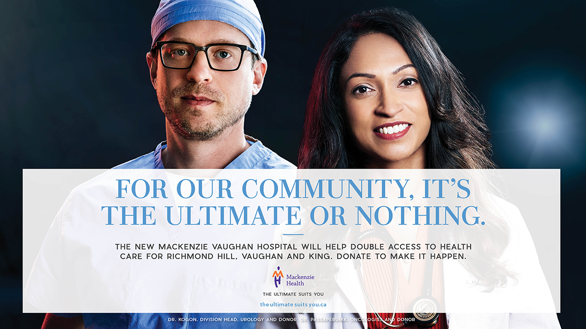 Ultimate campaign ad with two doctors side by side looking out at the reader