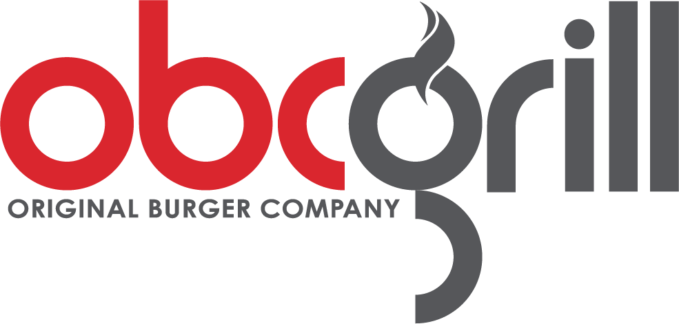 The OBC logo - OBC text in red and grill written in grey with Original Burger Company written under the OBC in smaller grey lettering.